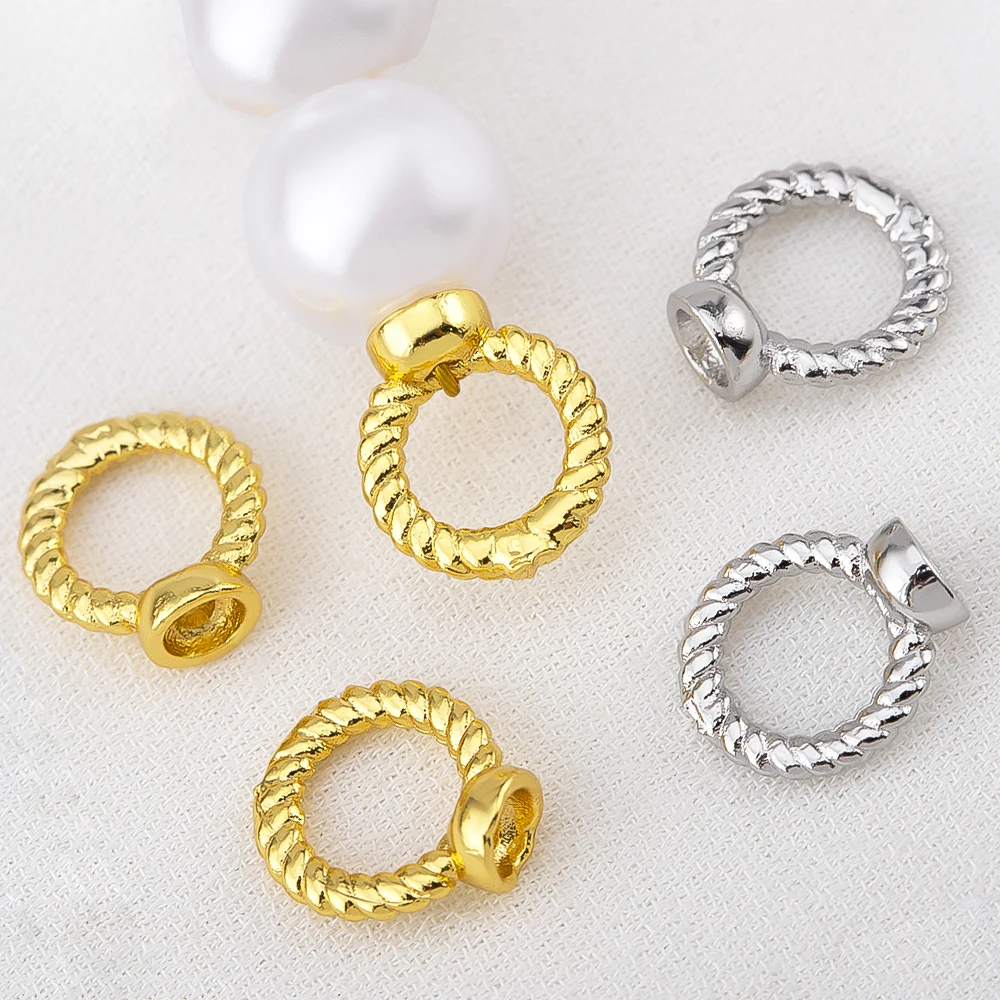 18K Gold Plated Brass Twist Circle Connectors for Jewelry Bracelet End Connector Bead End Cap with Hole Jewelry Finding Supplies
