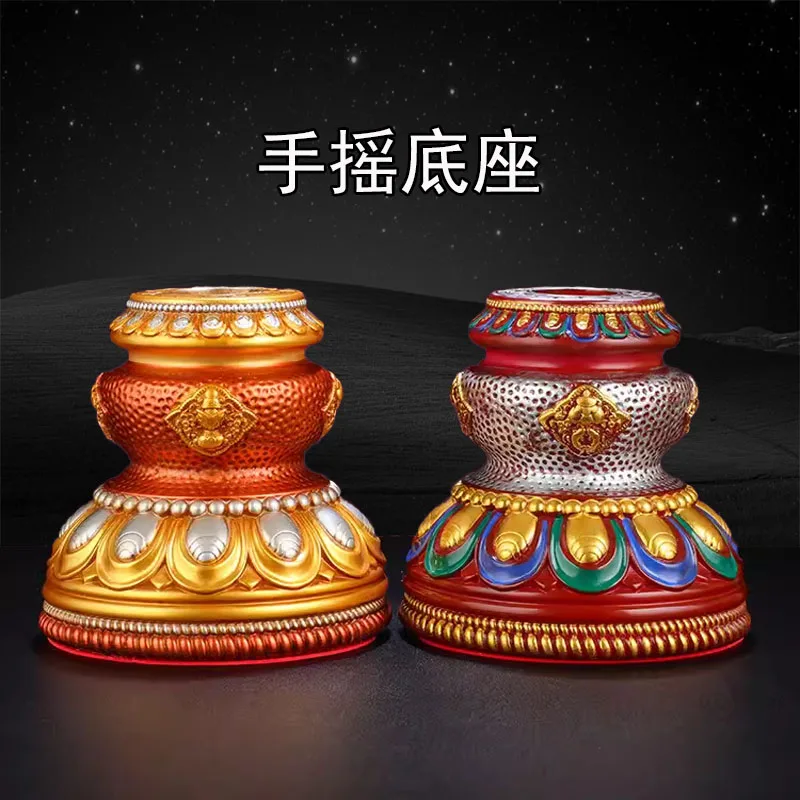 

Painted resin hand-cranked Tibetan base Lotus eight auspicious flag home interior desktop decoration ornament