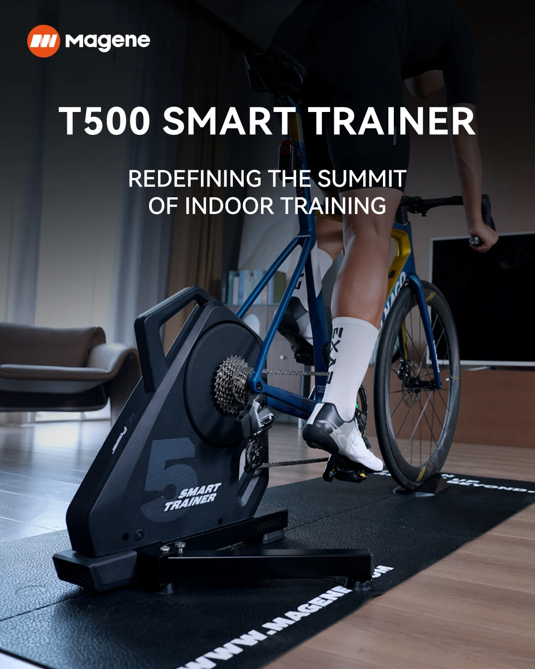 Magene T500 Smart Bike Trainer Indoor-Training Feldorientierte Steuerung 2200 W Kompatibel 3 Bluetooth-Geräte Dynamische Trägheit