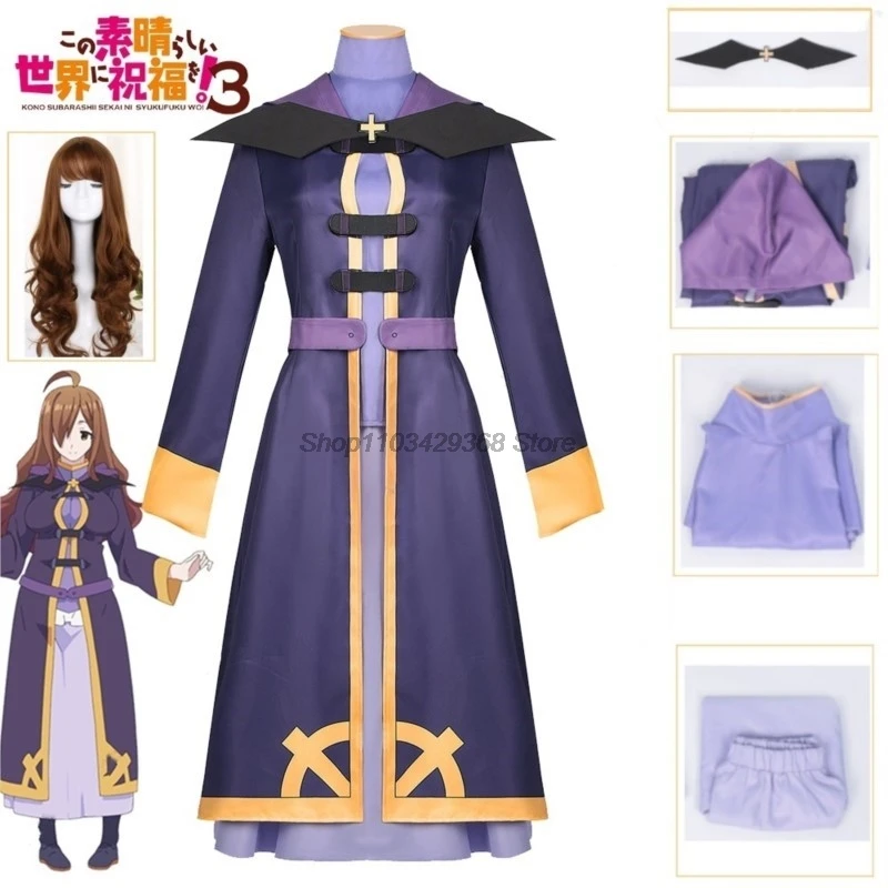 Wiz Cosplay Anime God's Blessing Megumin Cos Costume For Women Girls Cute Dress Outfits Halloween Woman Girls Cosplay Costumes