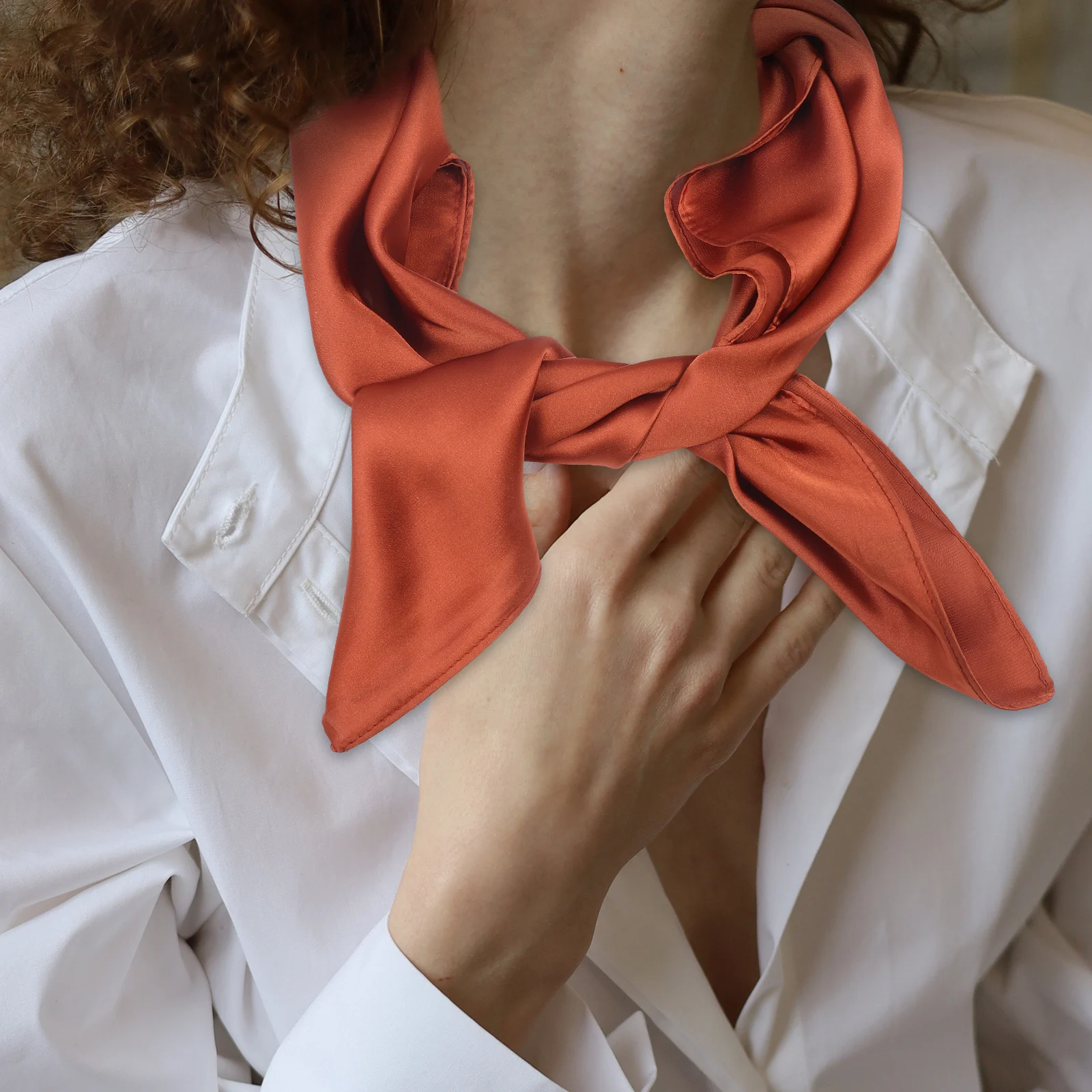 

Solid Color Scarf Simple Neck Scarf Women Neckwear Spring Autumn Fashion Lady Tie Hairb Simple Long Use Comfortable