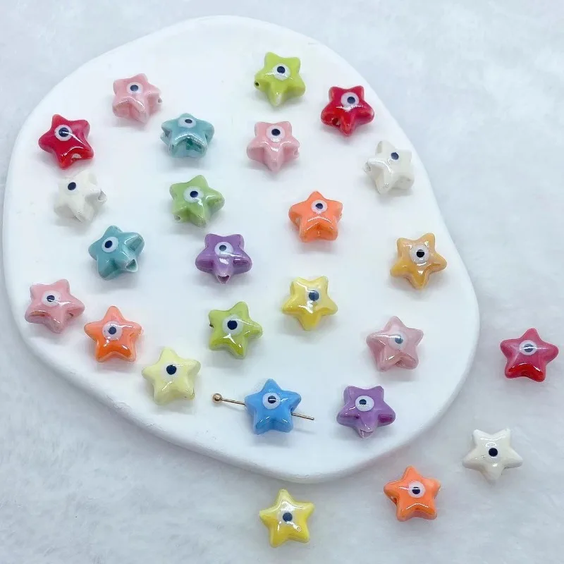 عين الشر ستار الخرز 5 قطع لوازم صنع المجوهرات السيراميك، الخرز الأزياء البوهيمي لقلادة سوار DIY، هدية حرفية غير سامة #3