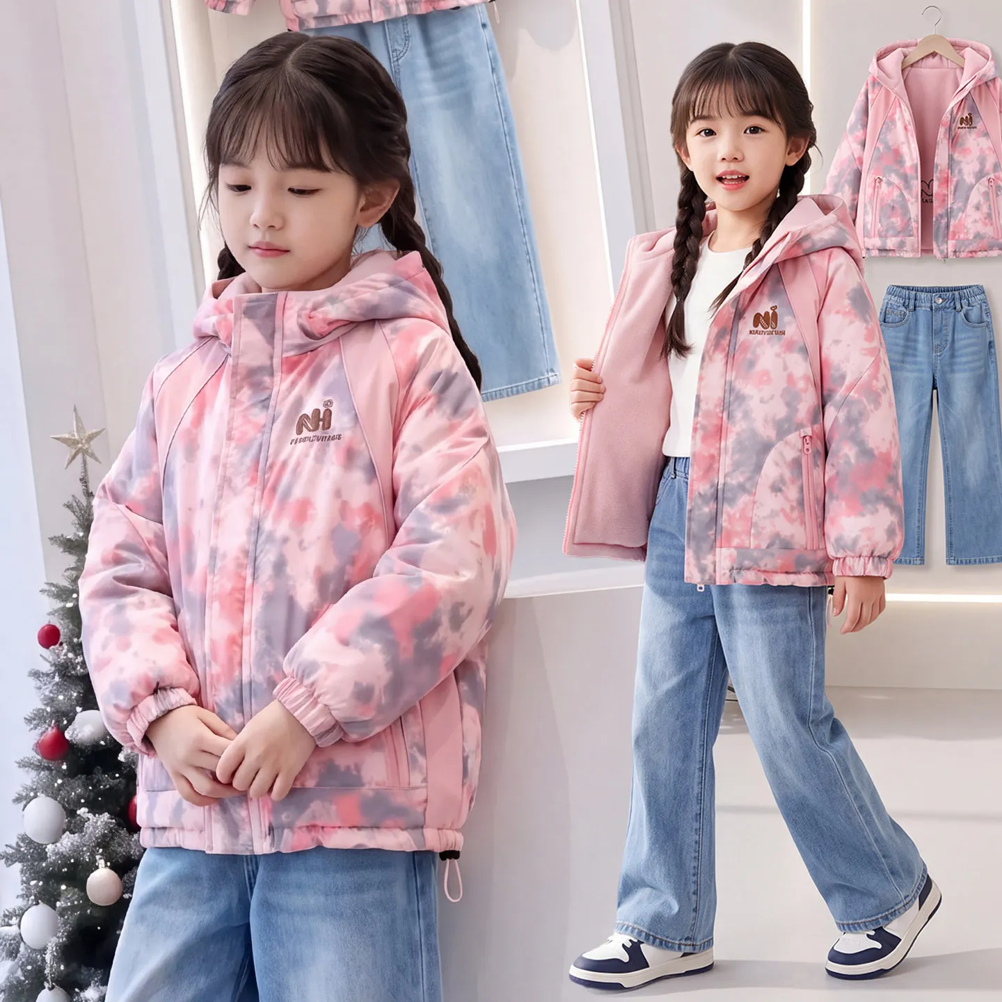 5-14 Years Girls Autumn Jacket New Fashion Girls Thickened Double-sided Jackets Winter Trench Coat