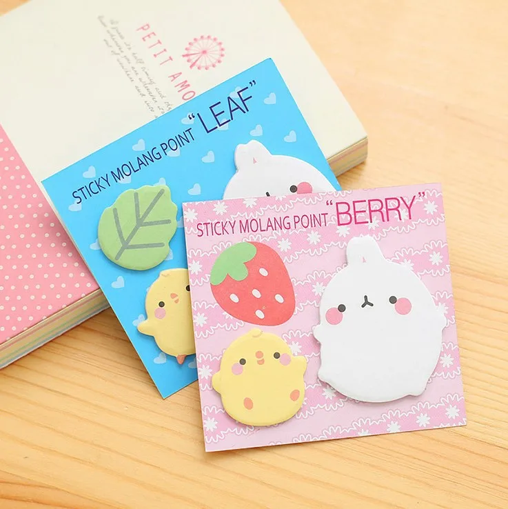 Cartoon Rabbit Sticky Notes, Memo Pad criativo, Presente de papel adesivo, Cute Wall Frigorífico Adesivos, N Times