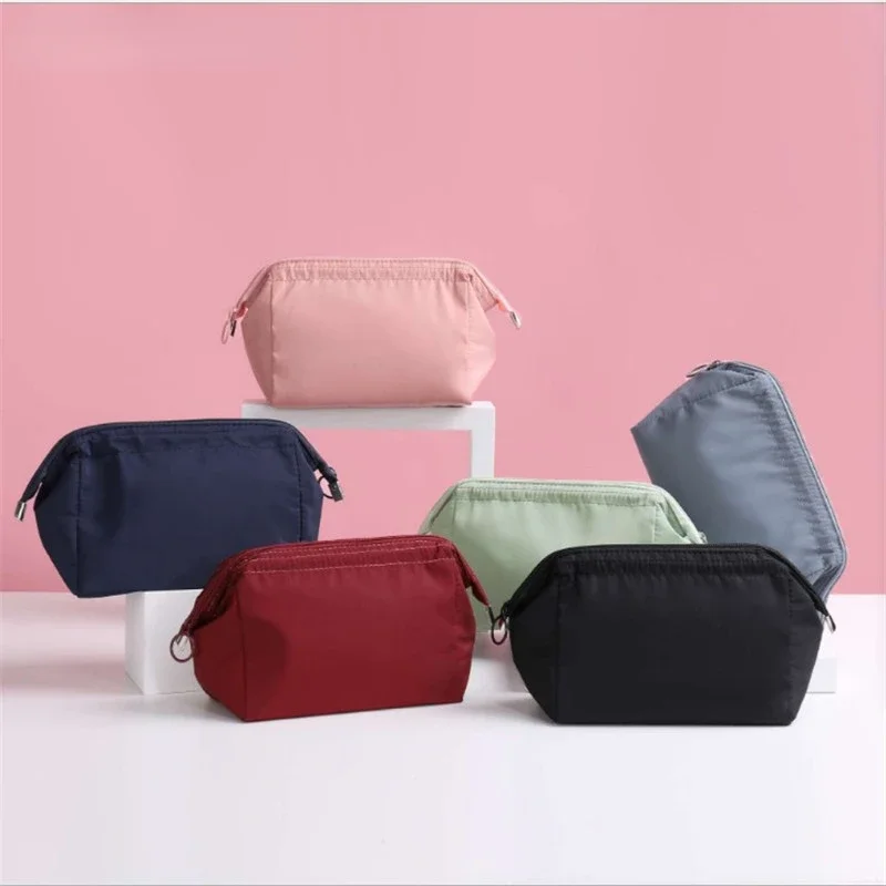 Bolsa De cosméticos con cremallera para mujer, bolsa De Maquillaje femenina De Color sólido, neceser De viaje, bolsas De Maquillaje De belleza, organizador De viaje