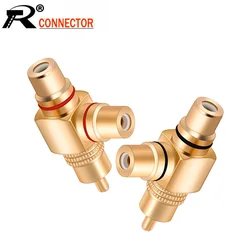 2pcs/1pair High Quality Gold Plated RCA Male to 2 Female RCA Splitter Adapter AV Video Audio T Plug RCA 3 way Plug R Connector