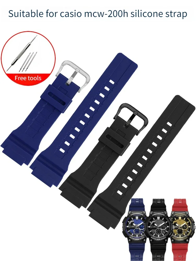 Compatible with C-a-s-i-o MCW-200H/AE1500WH Men's Sports Resin Silicone Watch Strap 18 20mm