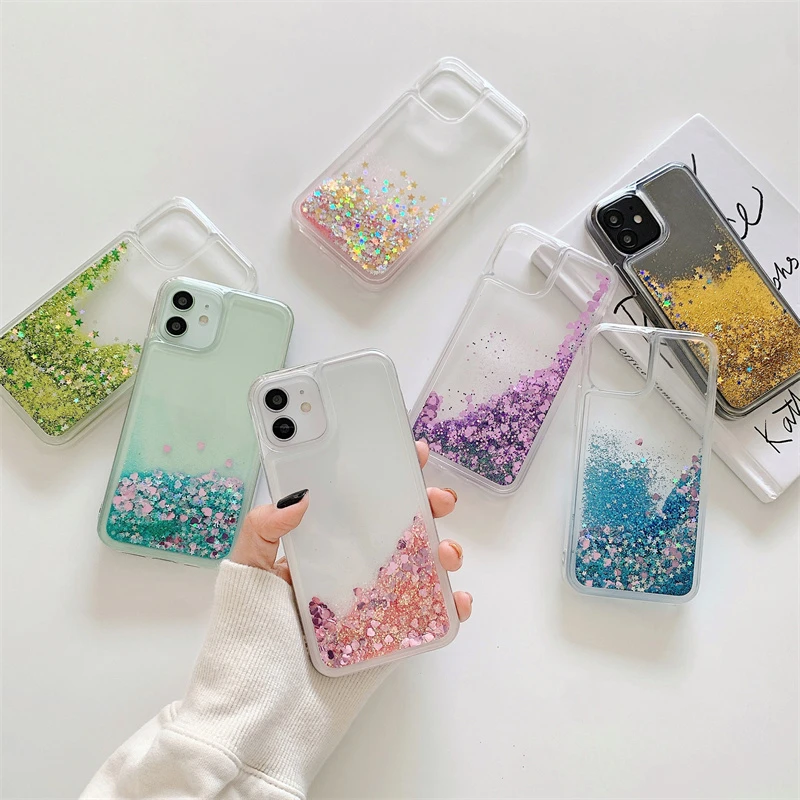 

Красочный блестящий зыбучий песок простой чехол для телефона для iphone 15 16 17 pro max plus чехол для телефона с жидкой водой для el iphone 14 fundas