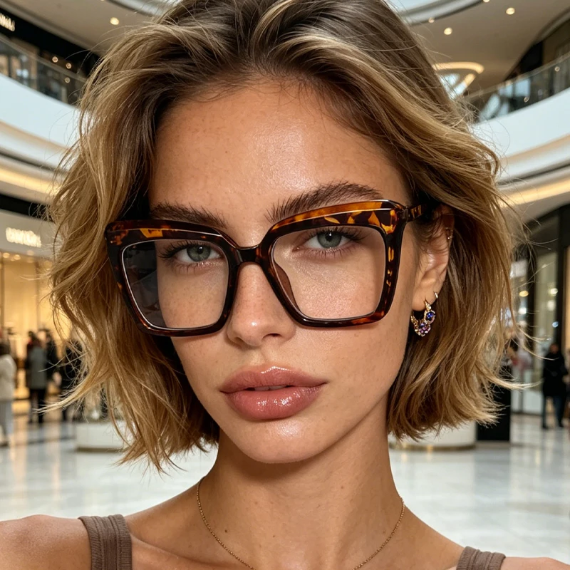 1pc trendy cool style tortoiseshell square glasses, with its own personality aura, easy to control the street fashion sense
