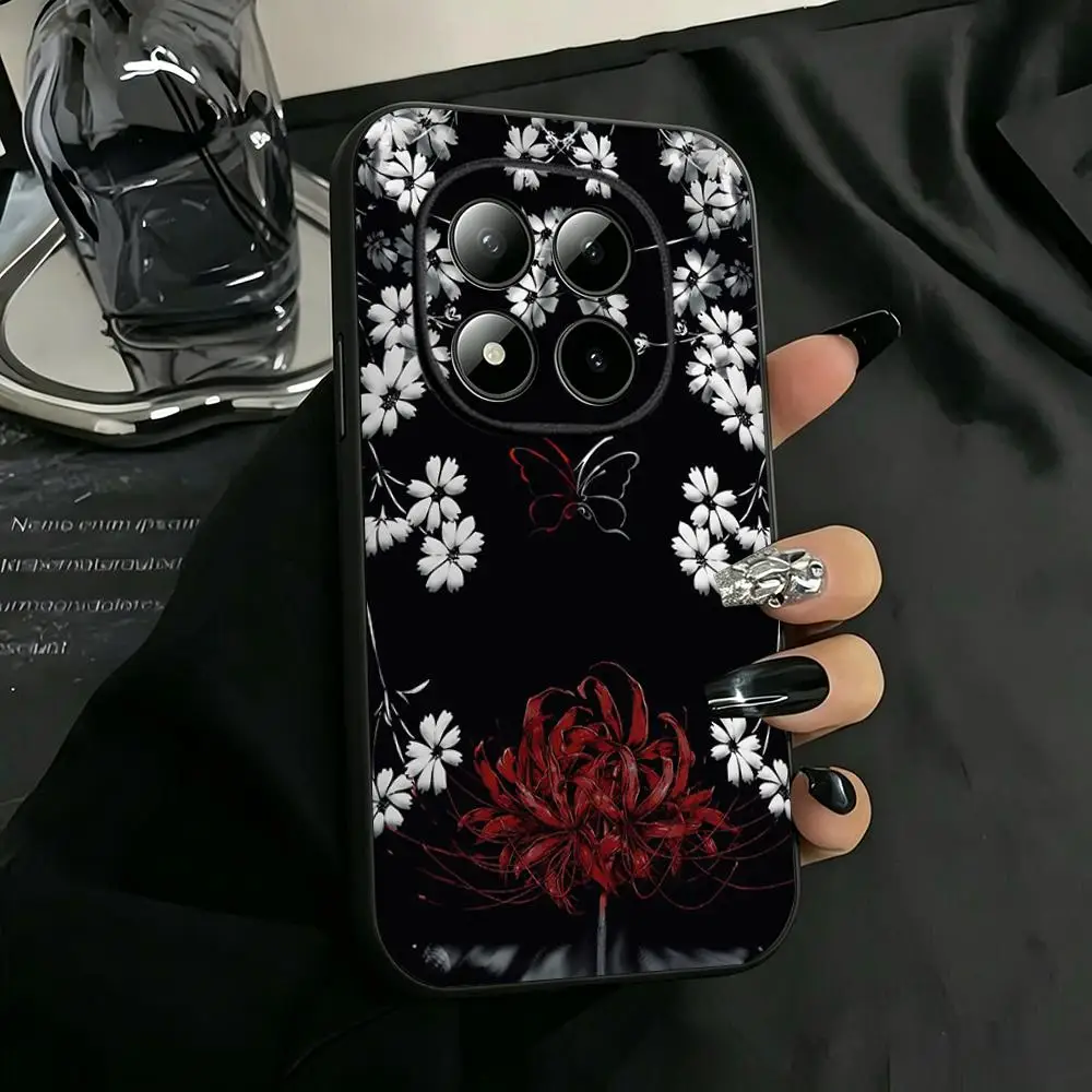 Red Spider Lily Art Painting Phone Case Soft Black Phone Cover For Redmi Note15 11 12 13 14Pro Plus S 5G 14C A3 view 3