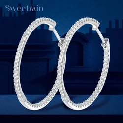 Simple Trendy All Moissanite Hoop Earrings for Women Original 925 Sliver VVS1 Diamond Ear Studs High Quality Fashion Jewelry