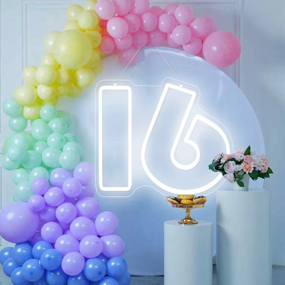 LED Light Up Sign Age Number Customized Neon Light for Birthday Party Anniversary Celebration Wall Art Decoration Sign Light