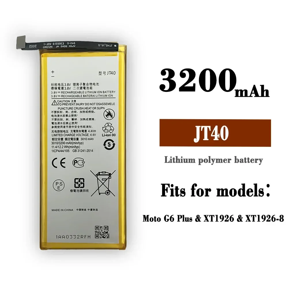 

3200mAh JT40 Battery For Motorola Moto G6 Plus XT1926-6 XT1926-7 Mobile Phone Batteries