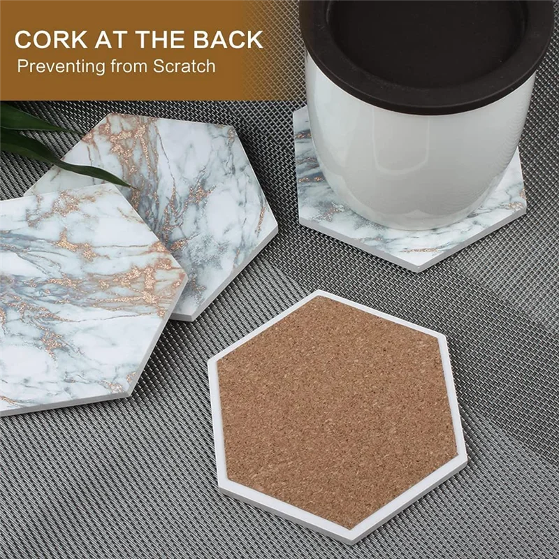 ONCE Coasters for Drinks Absorbent,Drink Coasters for Wooden Table with Metal Holder,Rustic Home Decor for Living Room Bar