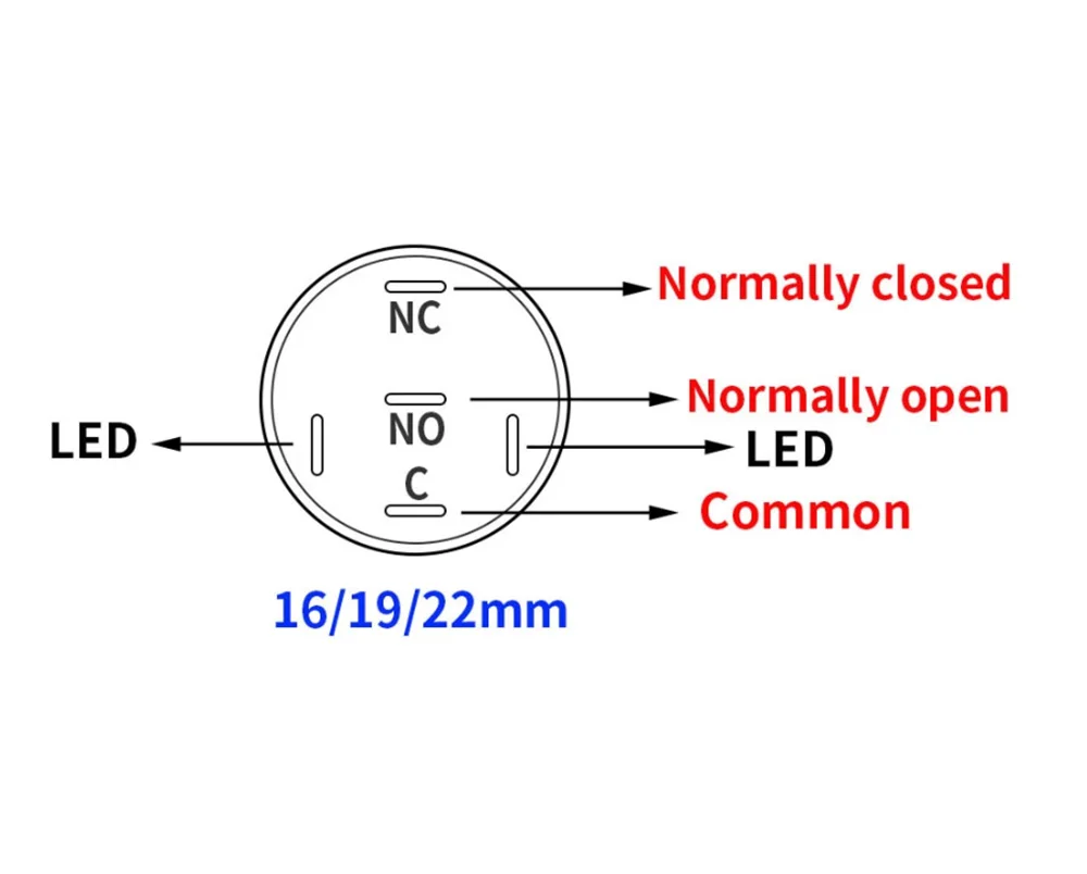 10 pcs Black Metal Push Button Switch with Wire Waterproof Illuminated Latching Momentary 5V 12V 220V Led Light 16/19/22mm Red