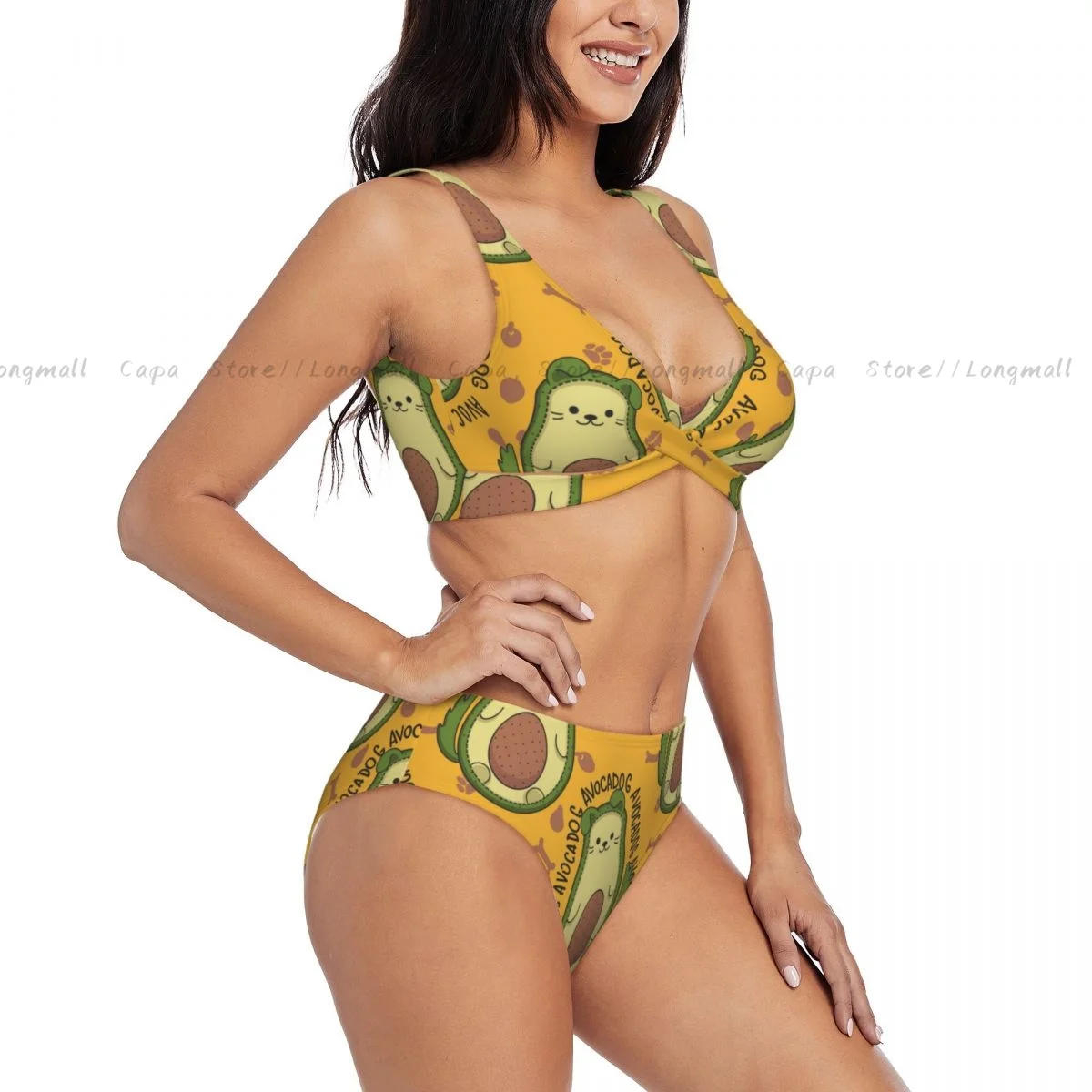 

Cartoon Avocado Dog With Separate Bikini Women Sexy Separate Swimsuit Two-piece Beachwear