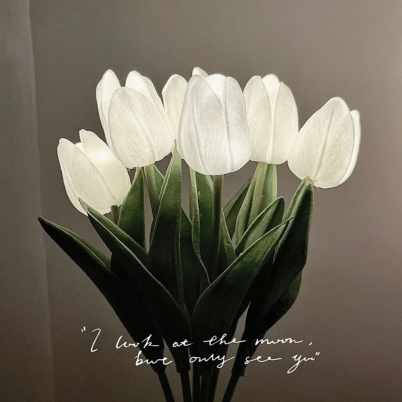 

LED Tulip Night Light Simulation Bouquet Imitation Light Bedroom Bedside Decoration Atmosphere Light Ins Girl Table Lamp