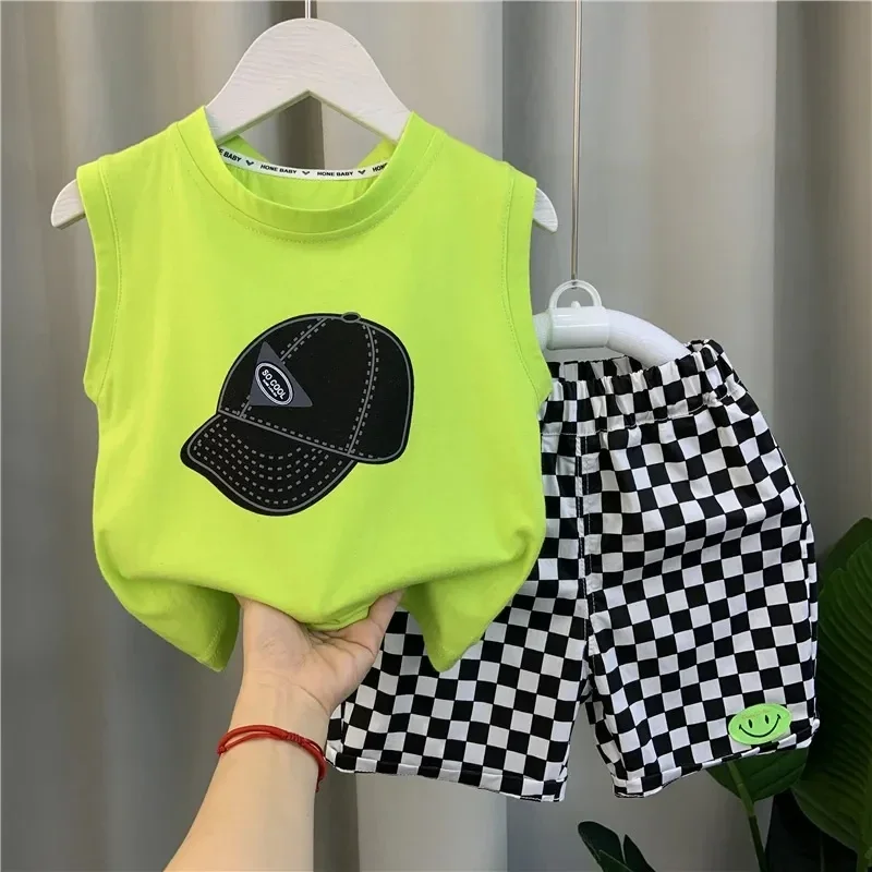 

Boys Vest Set 2024 New Baby Sleeveless T-shirt Shorts Set Children's Cool and Handsome Summer Two-piece Set