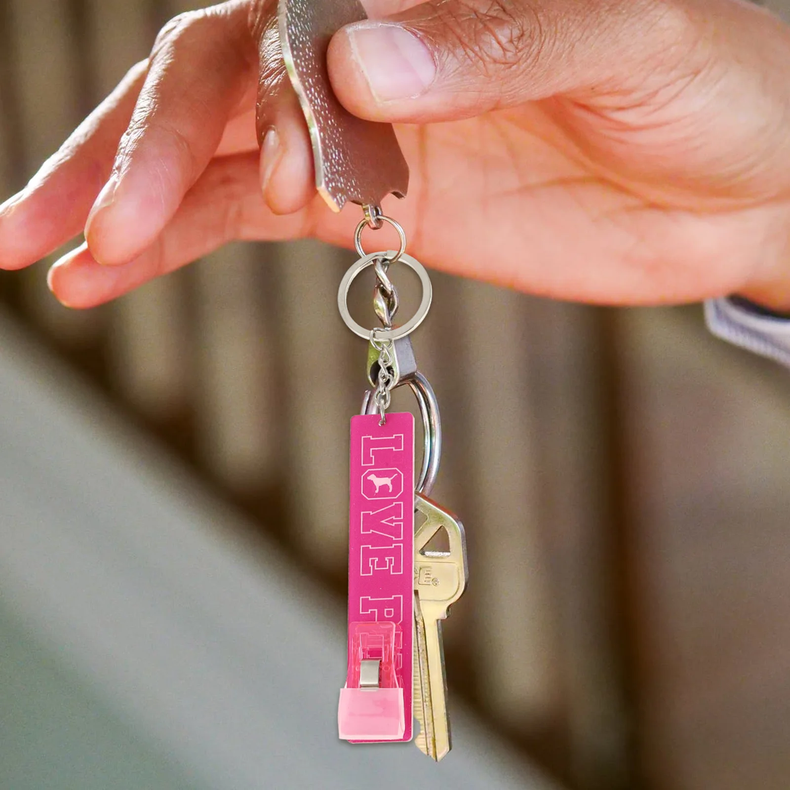 

5pcs Chains Clips Contactless Card Pullers Atm Credit Card Acrylic Keychain Portable Id Holder