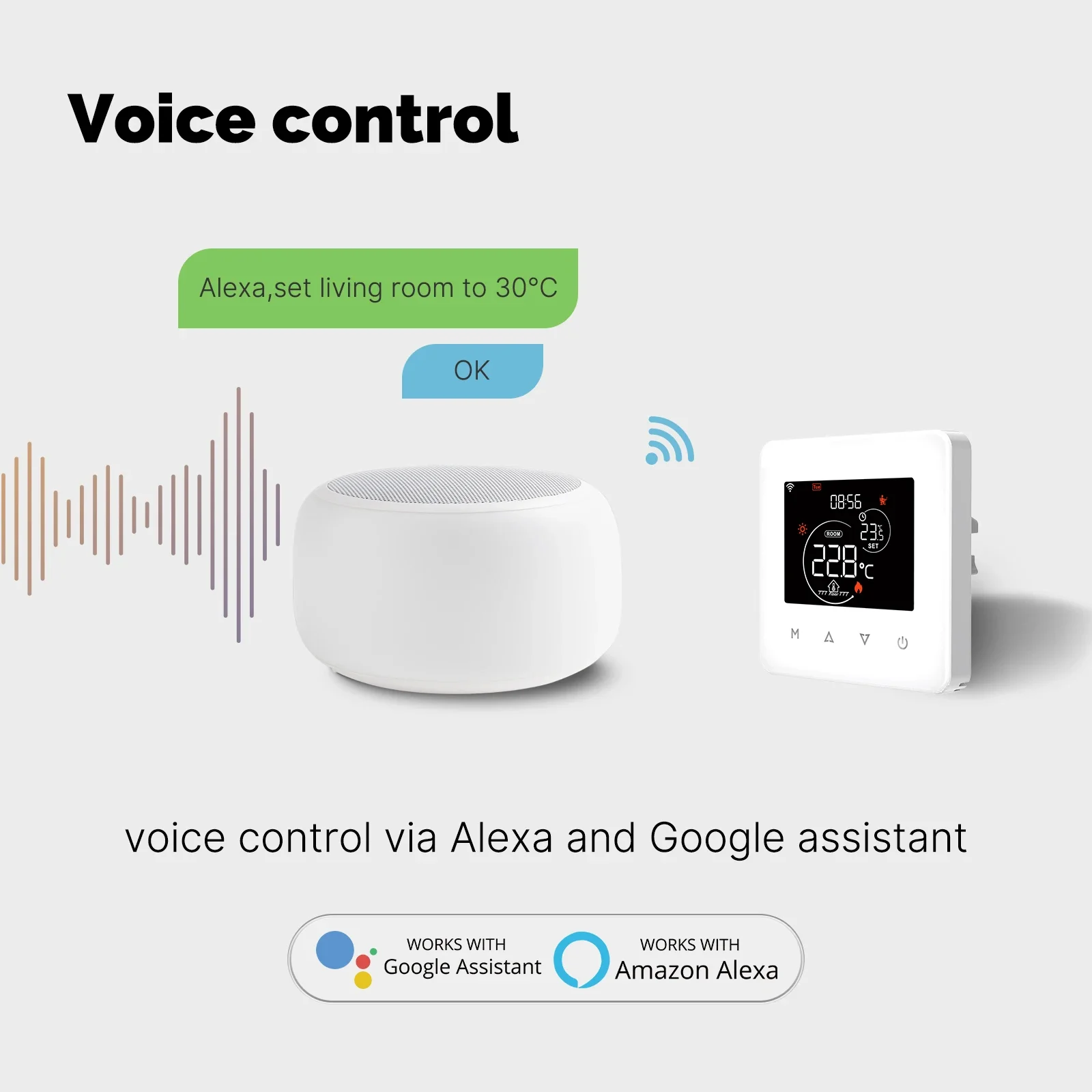 Imagem -05 - Controlador de Temperatura do Quarto Água Elétrico Aquecimento de Piso Caldeira a Gás Controle de Aplicativos Trabalhar com Alexa Google Home