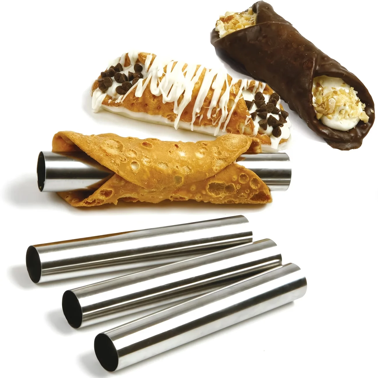 6~16Pcs Straight Round Stainless Steel Cream Horn Molds,Cylindrical Pastry Baking Tube for Croissant Waffle,Kitchen Baking Tools