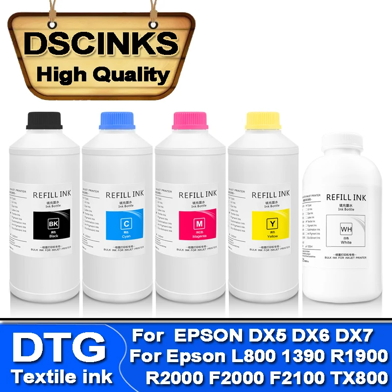 

5 видов цветов 1000ml DTG чернила для текстиля для Epson Sure Color F2000 F2100 F2130 F2140 F2150 F2160 DX5 DX6 printer ciss & cartiridge