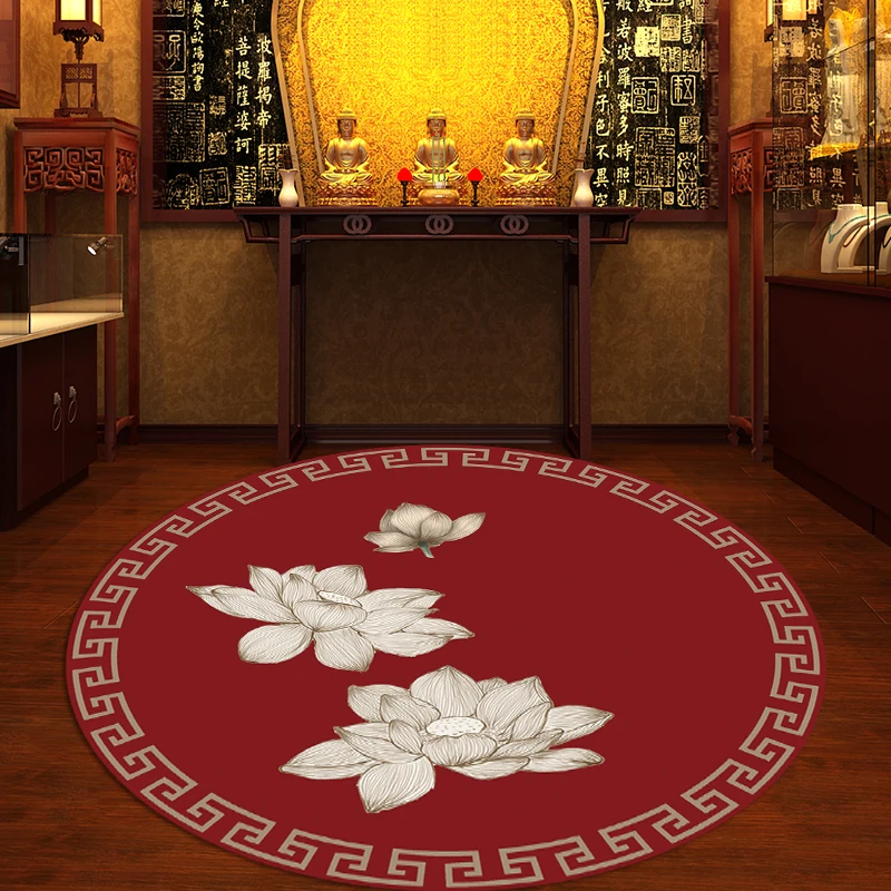 Buddha Hall Carpet Full of Household Lotus Pattern Carpet Meditation Buddha Front Mat Zen Temple Lotus Buddha Home Prayer Carpet