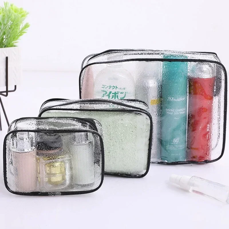 Simple PVC Clear Makeup Bag Transparent Waterproof Cosmetic Storage Case Travel Make Up Organizer Pouch Bath Toiletry Wash Bag