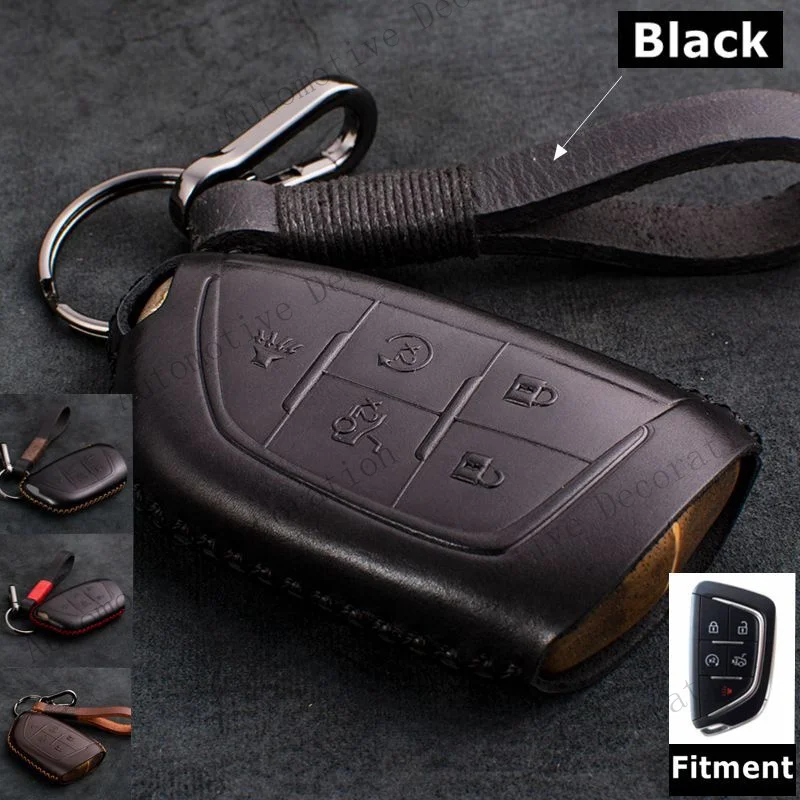 Z+ Real Leather Car Remote Key Fob Case Cover Bag For Cadillac Escalade 2022 2021