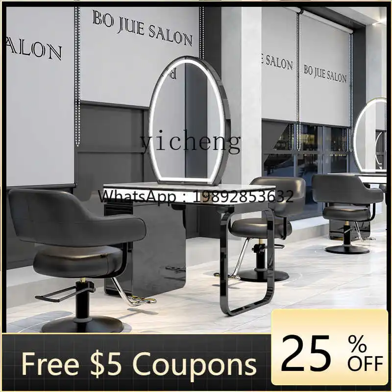 

Barber shop perm and dye hair cutting mirror table hairdresser with cabinet single double-sided mirror table