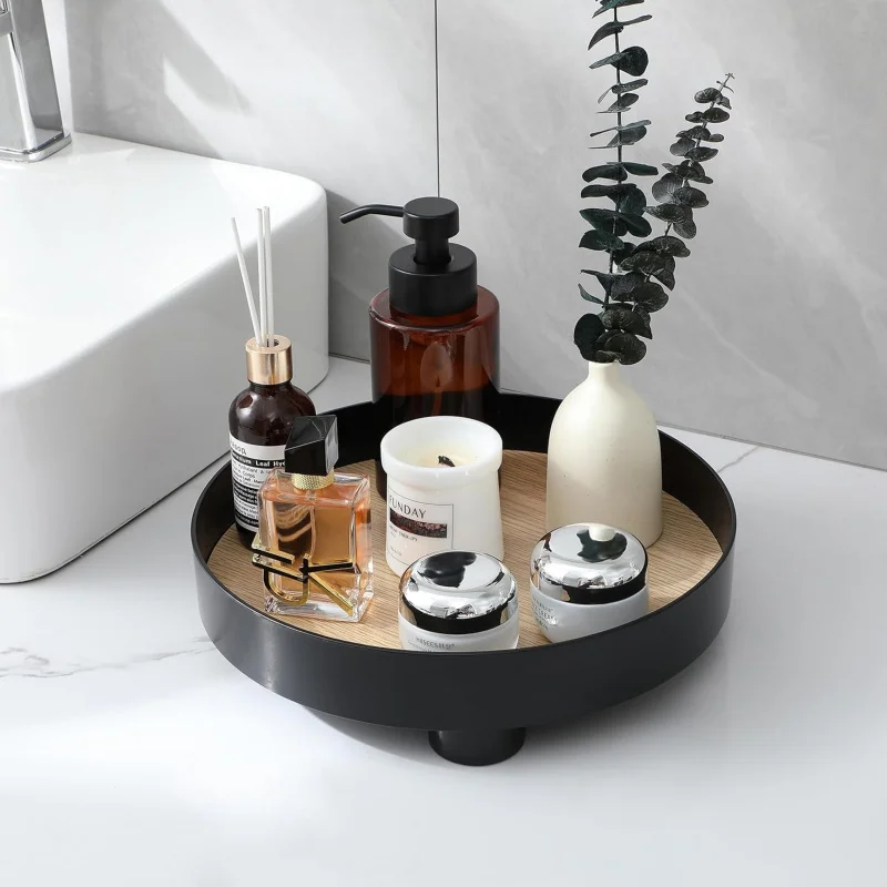 Decorative Tray Coffee Table Round for Home Decor Bathroom Counter Perfume Organizer Dining , Dresser,
