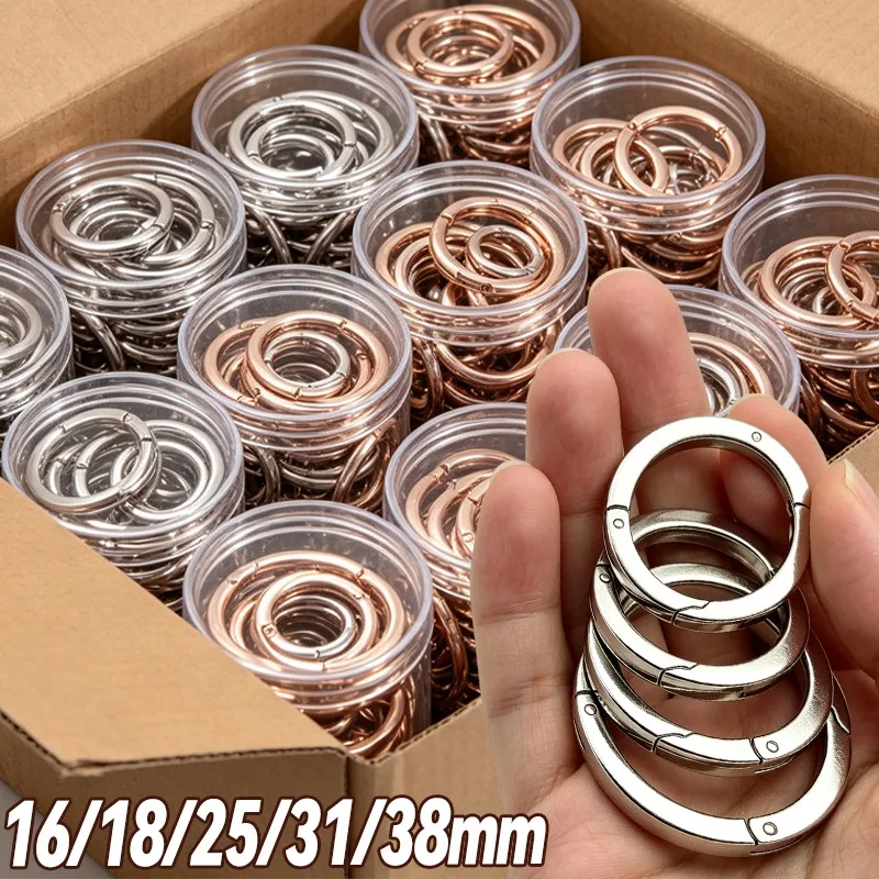 Multi-Size Metal Spring O-Rings Quality Gold Silver 16-38mm Keychain Connectors for Handbags Belts Diy Jewelry Making Accessory