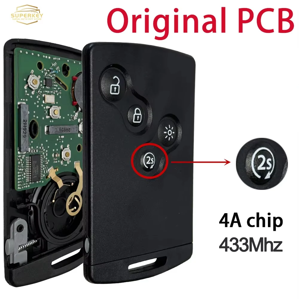 

Оригинальная печатная плата для Renault Captur Clio IV Kadjar 2009-2017 PCF7953M 4A Чип 433 МГц Бесключевые кнопки дистанционного запуска Смарт-ключ