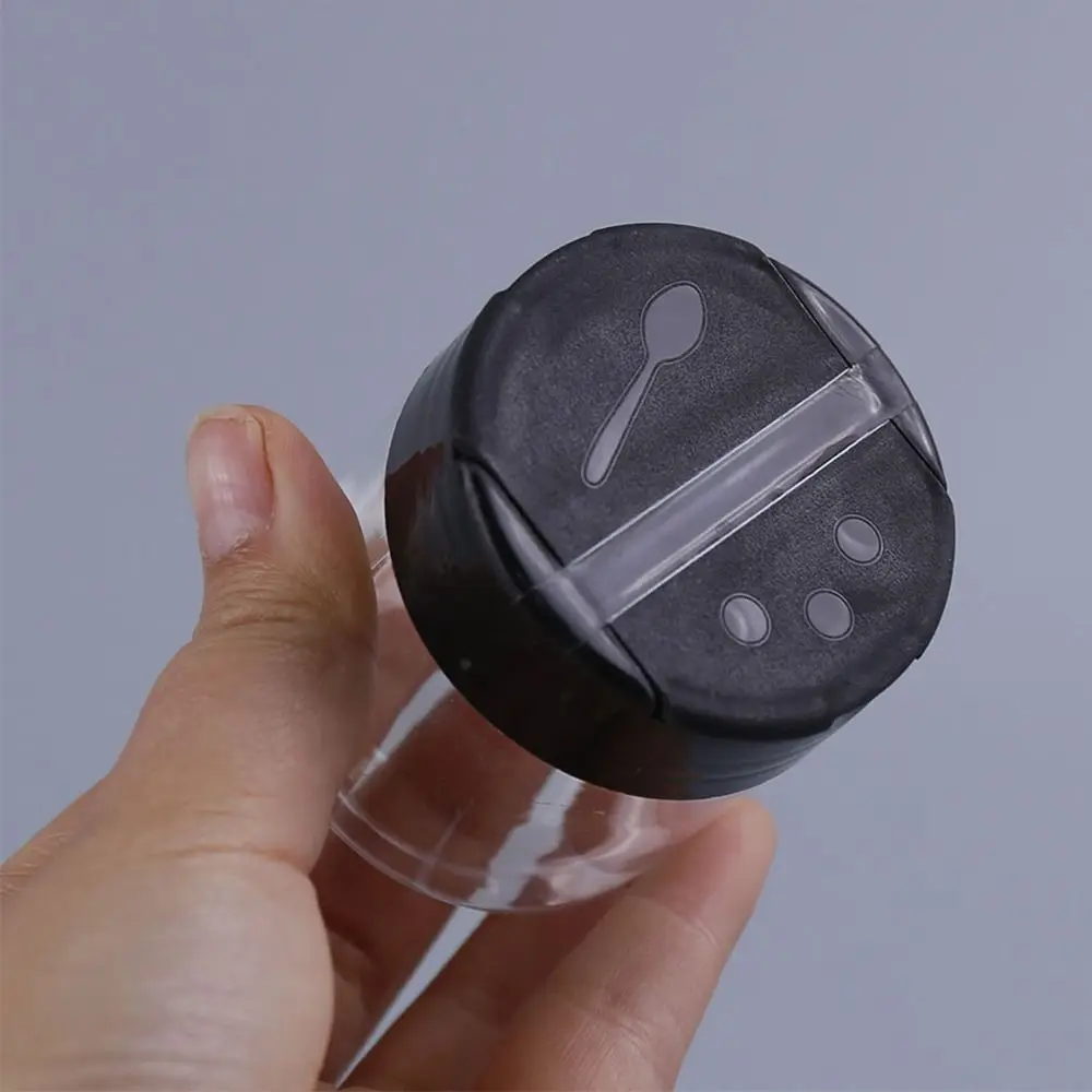 1Pcs with Butterfly Lids Labels Seasoning Bottle 100ml-300ml Double Cover Spice Jars Plastic Clear BBQ Condiment Box