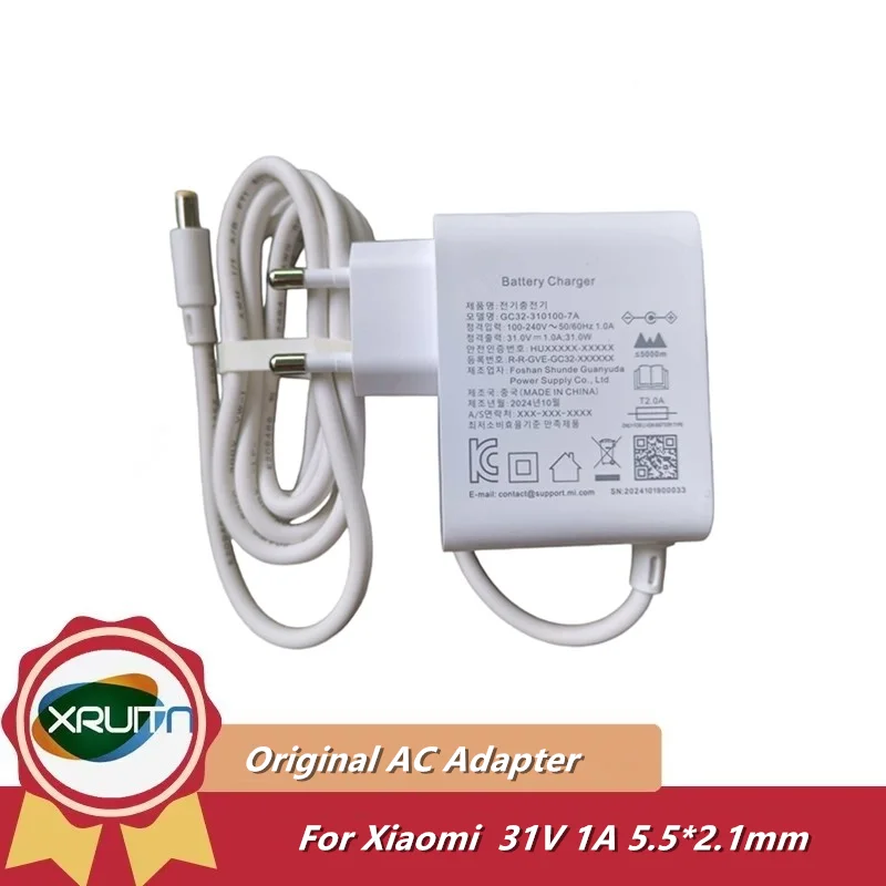 Genuine 31V 1A GC32-310100-2A GC32-310100-7A For MI Xiaomi Vacuum Cleaner AC Adapter Power Supply GC32-310100-1A Battery Charger