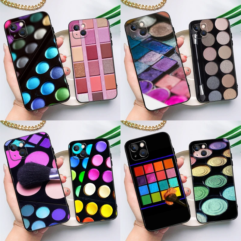 Makeup Eyeshadow Palette Phone Case For iPhone 16 15 14 Pro Max 11 13 12 Mini X XR XS Max Plus Cover Capa