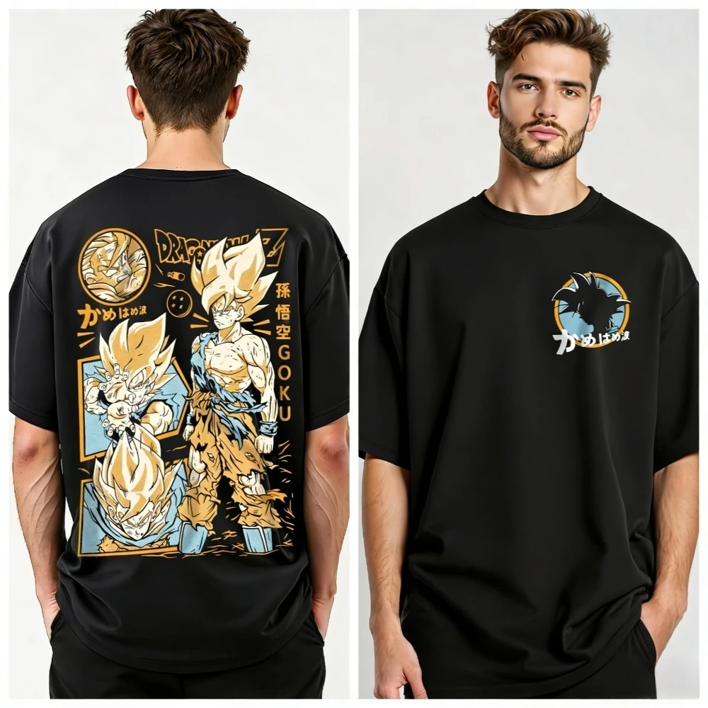 

Dragon Ball Kakarot Unisex Pure Cotton T-shirt 2026 Summer Anime Double-sided Printed Casual Parent-child Short Sleeved Shirt