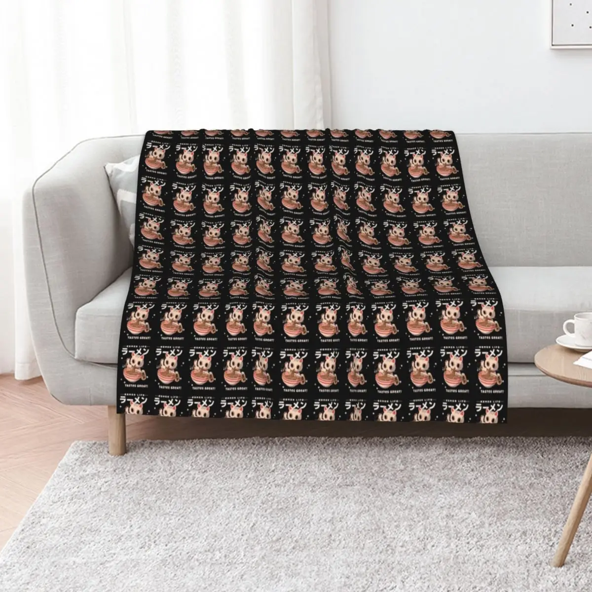 Kitten Eating Ramen- Ramen Life Tastes Great! Throw Blanket Winter beds Retros Cute Decoratives sofa bed Blankets