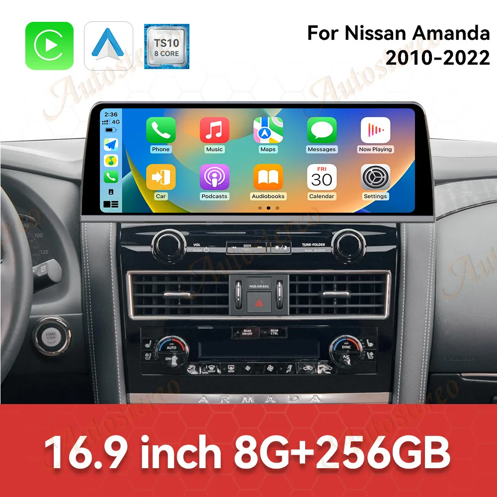 

16,9-дюймовый HD сенсорный экран Android 13 для Nissan Patrol Amanda 2010-2022, автомобильный радиоприемник, стерео GPS, автонавигация, мультимедийный плеер-