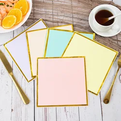 20Pcs/Pack 33x33cm Gold Plated Solid Color Table Dinner Tissue Napkin Paper Theme Party Restaurant Decoration