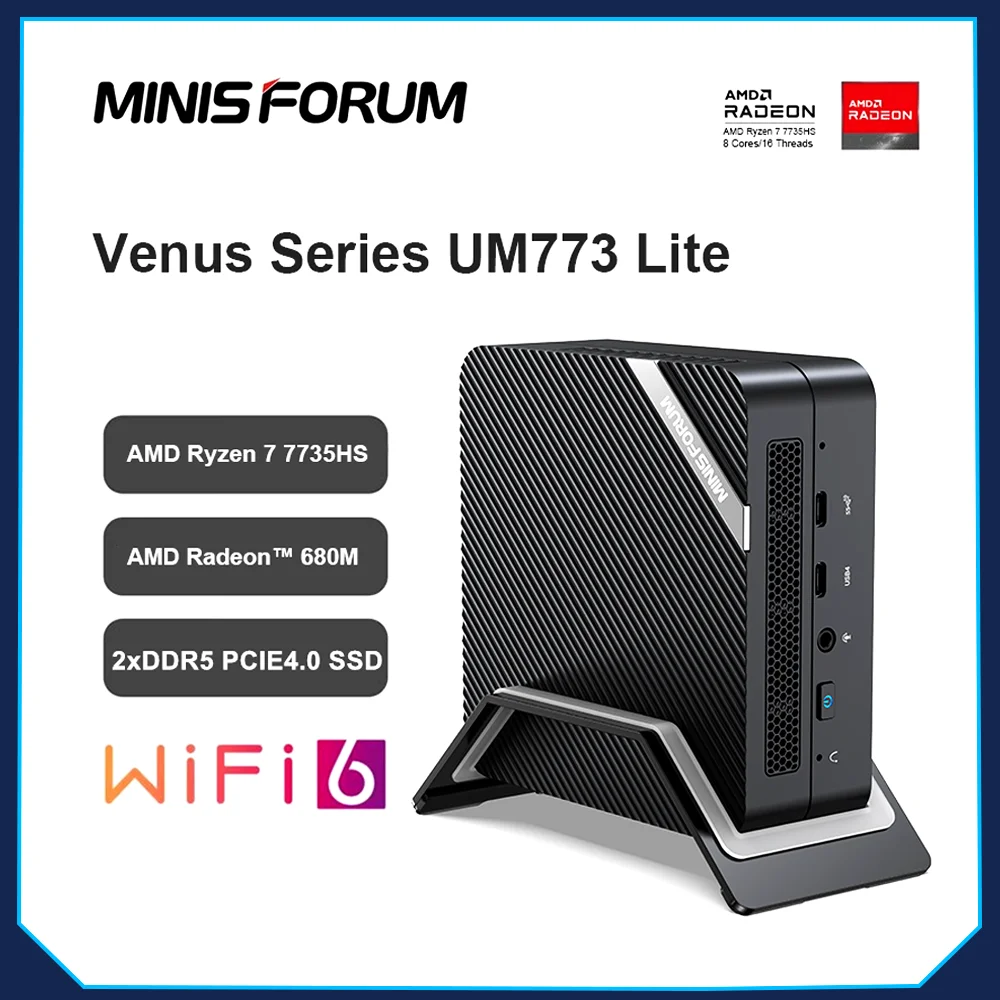 MINISFORUM 미니 PC 게임용 데스크탑 컴퓨터, AMD Ryzen 7 7735HS Ryzen 9 6900HX 8 코어, Windows 11 Pro DDR5 PCIE4.0 8K USB4.0 WiFi6