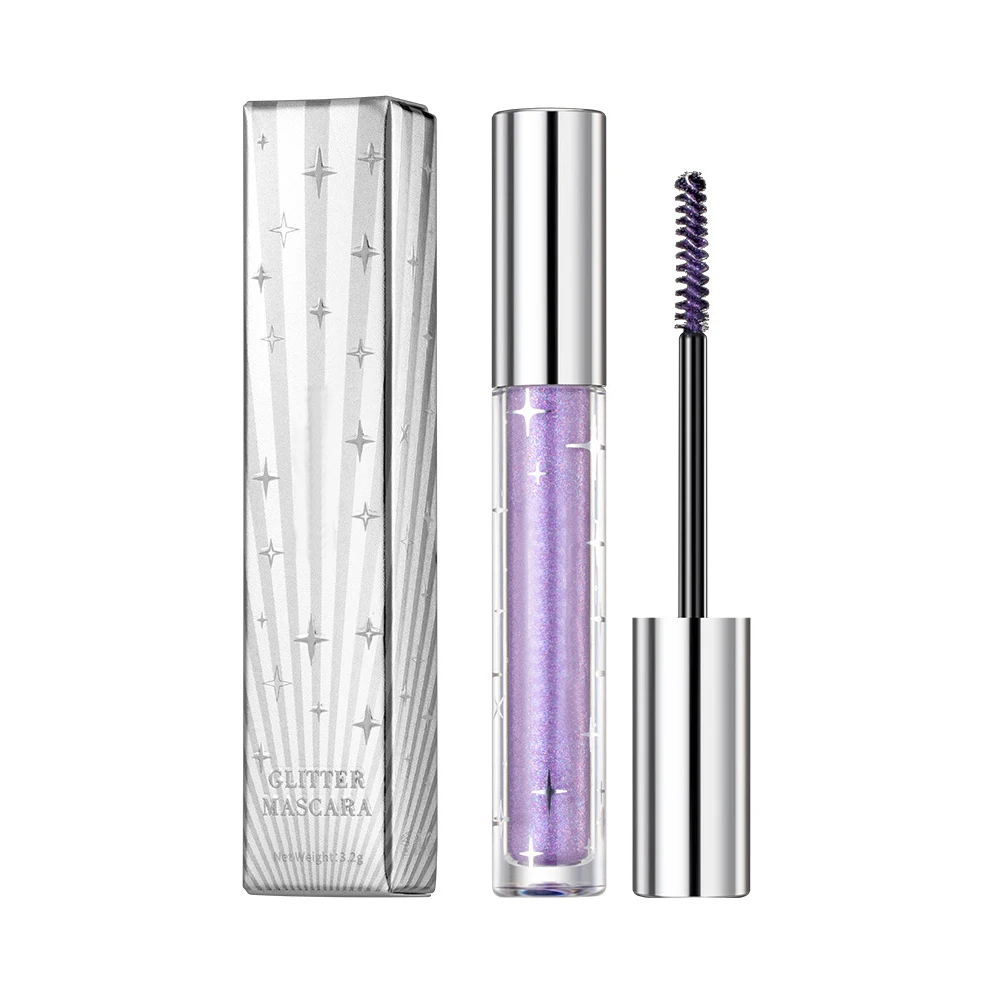 Rímel con purpurina de diamante de larga duración, secado rápido, extensión de pestañas, maquillaje de belleza brillante, cosmético para mujer