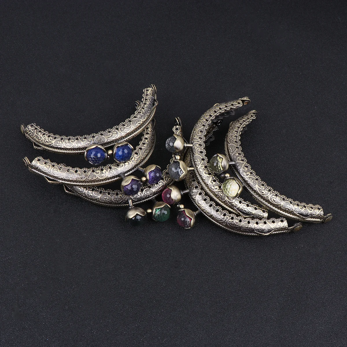 

6 шт. полукруглых каркасов для кошельков из кораллового бисера, 8,5 см, с тиснением, ручной работы, замок, аксессуары для кошельков-монетниц, легкие, устойчивые к ржавчине