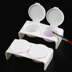 2Pcs White Acrylic Liquid Dappen Dish, Twin Cup Nail Art Pigment Holder for Monomer Nail Brushes Washing Manicure Tool