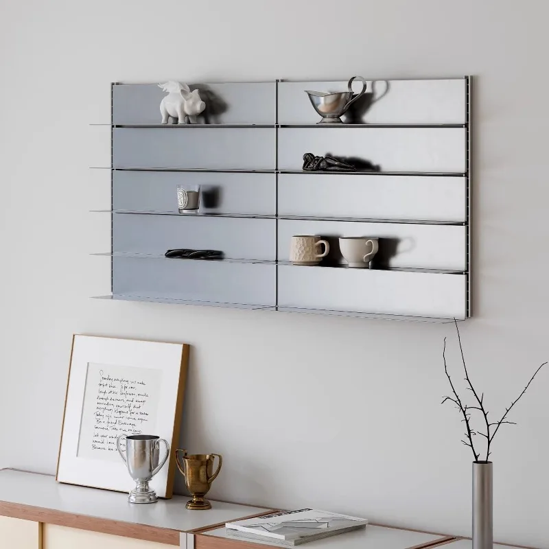 Stainless steel wall shelves, living room wall shelves, one-word shelves, laminate display and storage display shelves