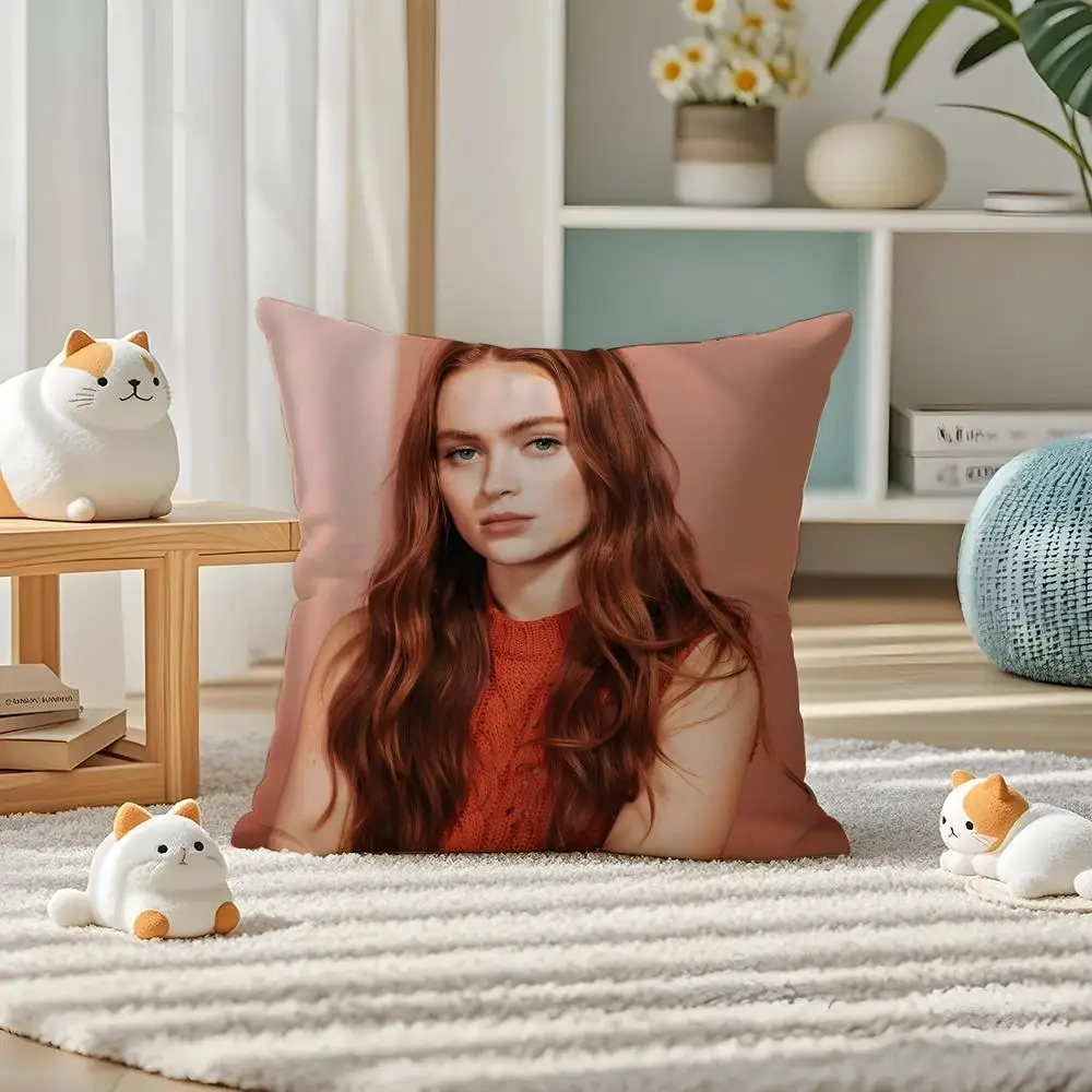 Sadie Sink Cushion Cover Plush Fabric Soft Double Sided Print Home Sofa High Quality Cushion