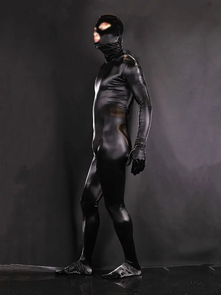 Imagem -05 - Unisex Brilhante pu Couro Bodysuit Brilhante Catsuit Calças Justas Meia-calça Bodystocking Cosplay Zentai Virilha Aberta Zíper de Ombro Sexy Conjoined