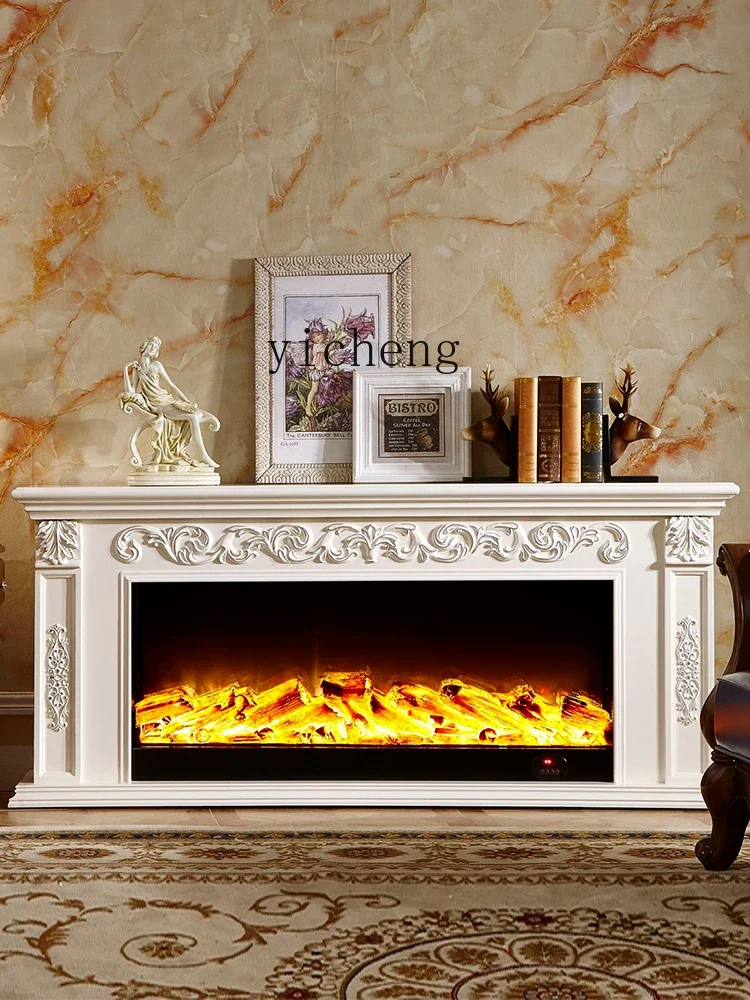 ZK Fireplace Curio Cabinet Solid Wood European-Style Fireplace Mantel Electronic Mantel Fireplace TV Cabinet