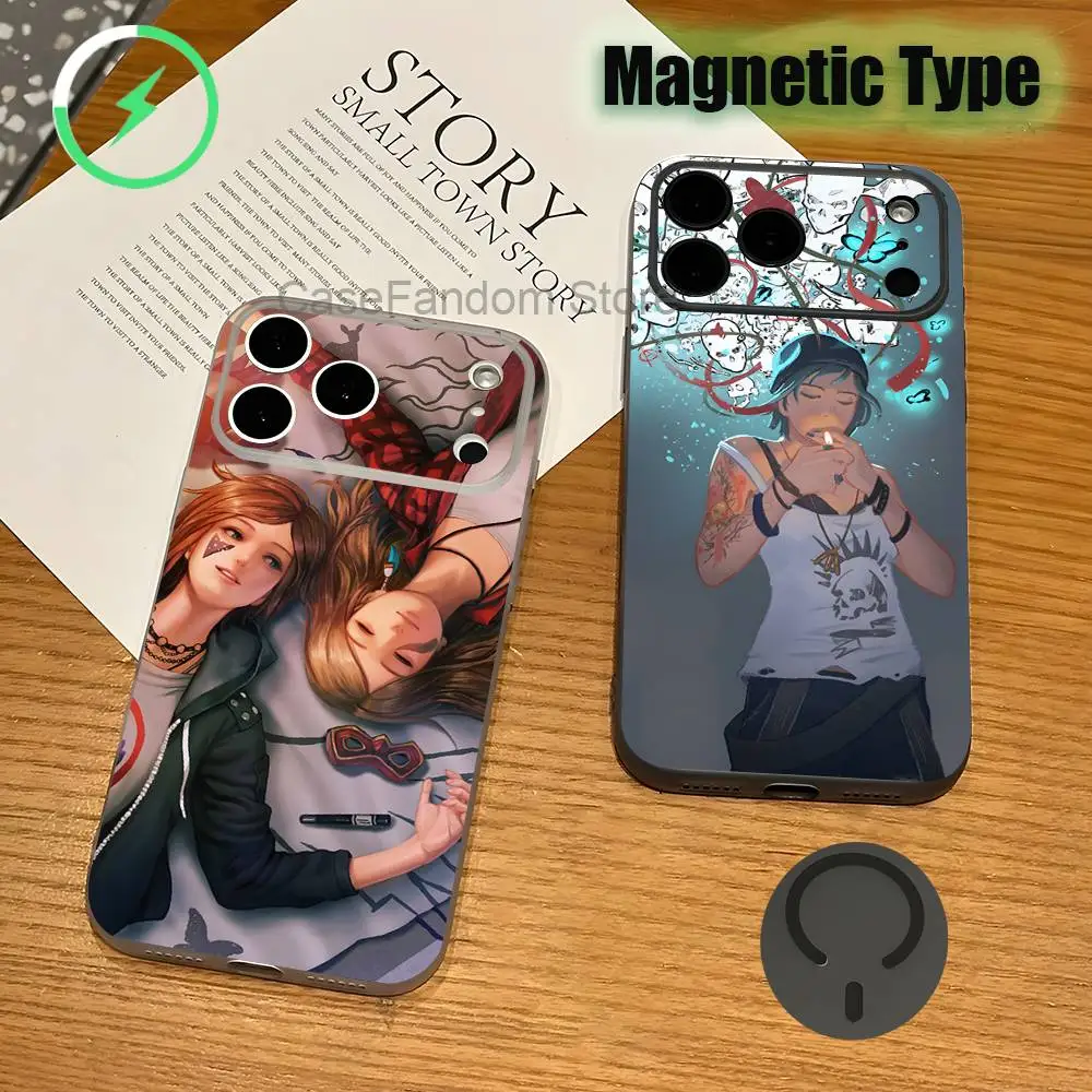 

L-Life Is Strange Game Shockproof Transparent gray Phone Case For iPhone 17,16,15,14,13,12,11,Pro,Max,Plus,Magnetic Charging