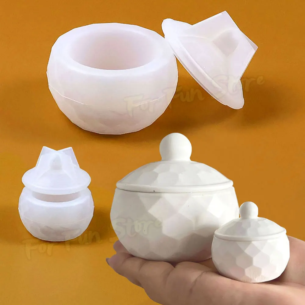 For Fun DIY Candle Cup Silicone Mold Circular Cut Surface Cement Storage Jar Molds Crystal Drip Glue Gypsum Home Ornament Mould